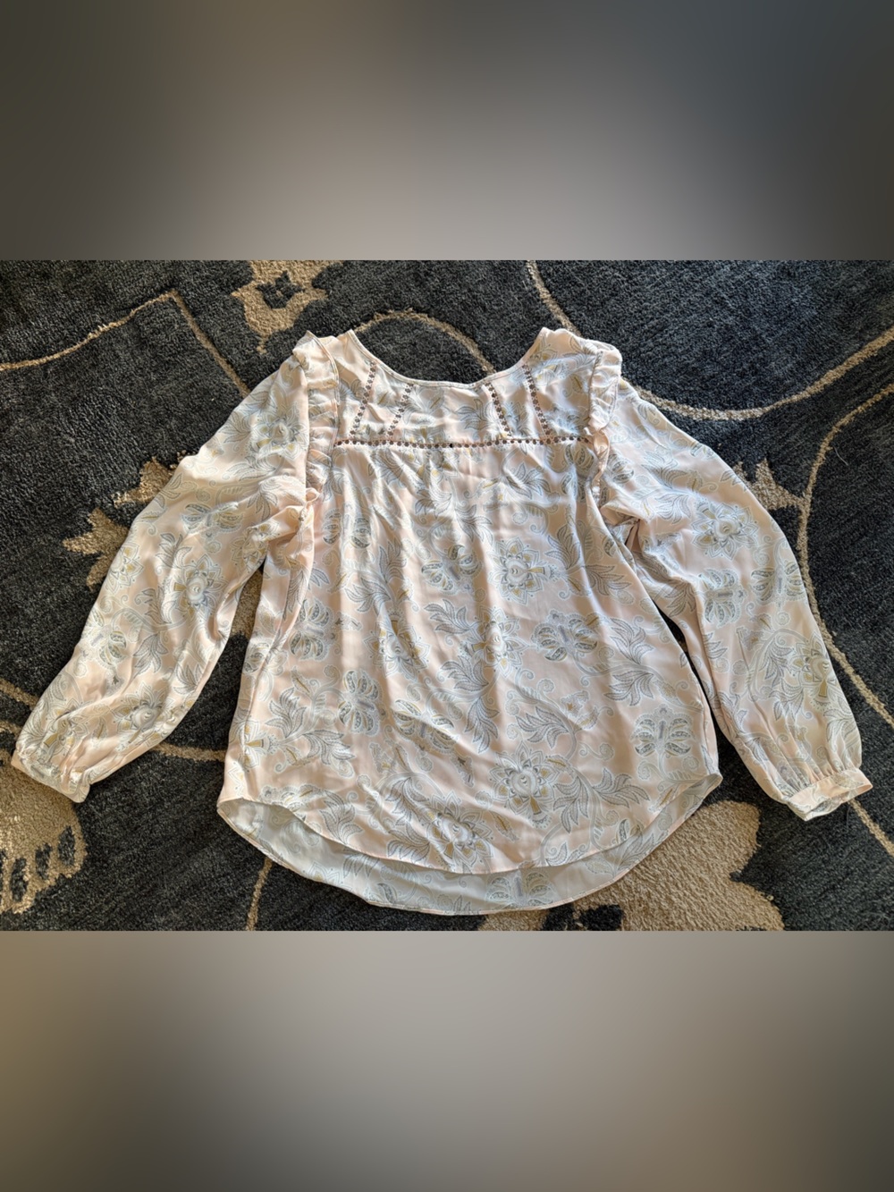 LOFT Pale Pink Floral Peasant Blouse